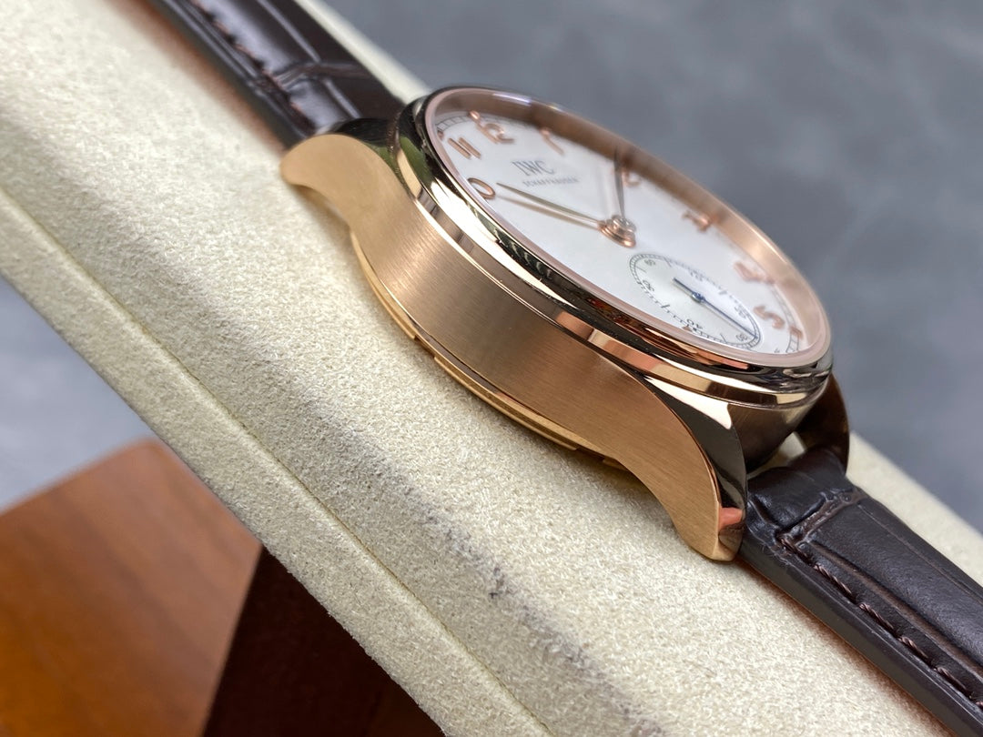 IWC Portuguese 40.4mm White Dial Pink Gold Case Leather