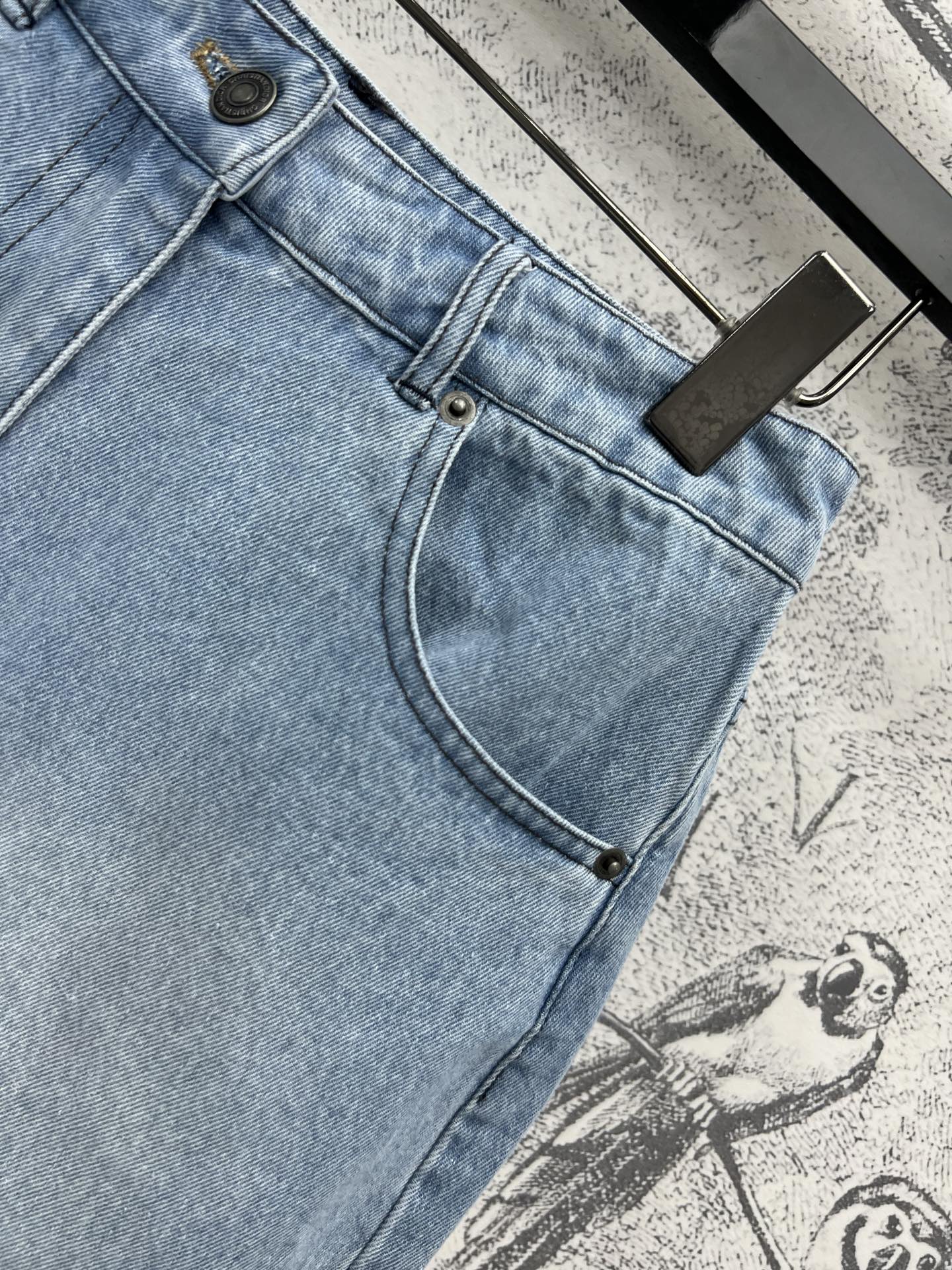 CD 25 Rolled Denim Short  Light Blue Cotton