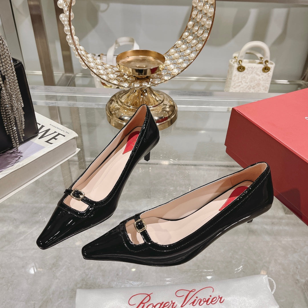 Viv Canard Pumps 55 Black Patent Leather