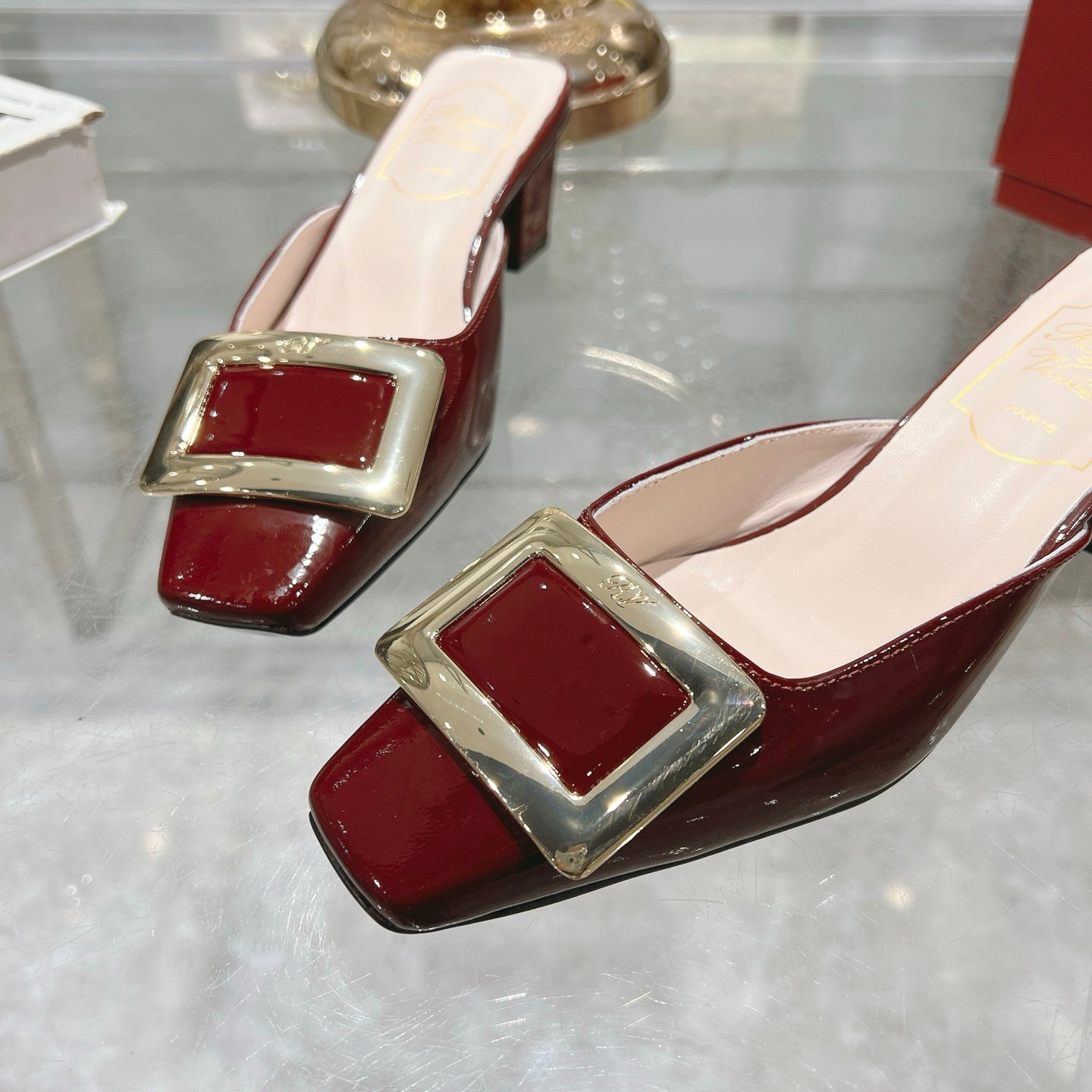 Viv 25 Mules Buckle Red Patent Leather 235351