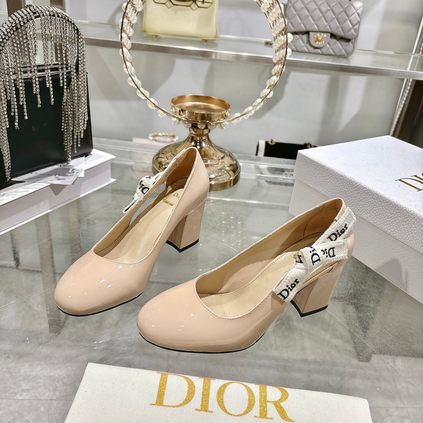 CD 26 Lolita High-Heeled 85 Beige Patent Leather 679733