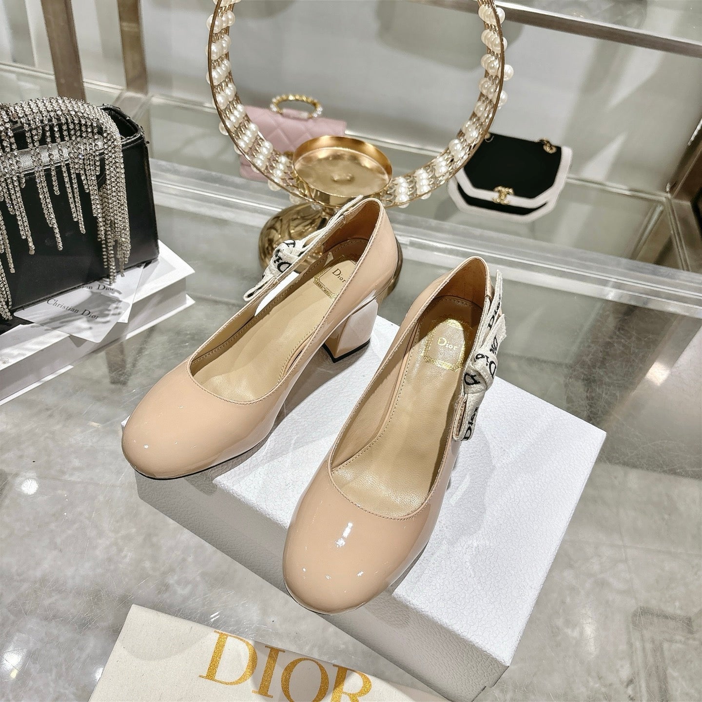 CD 26 Lolita High-Heeled 85 Beige Patent Leather 679733