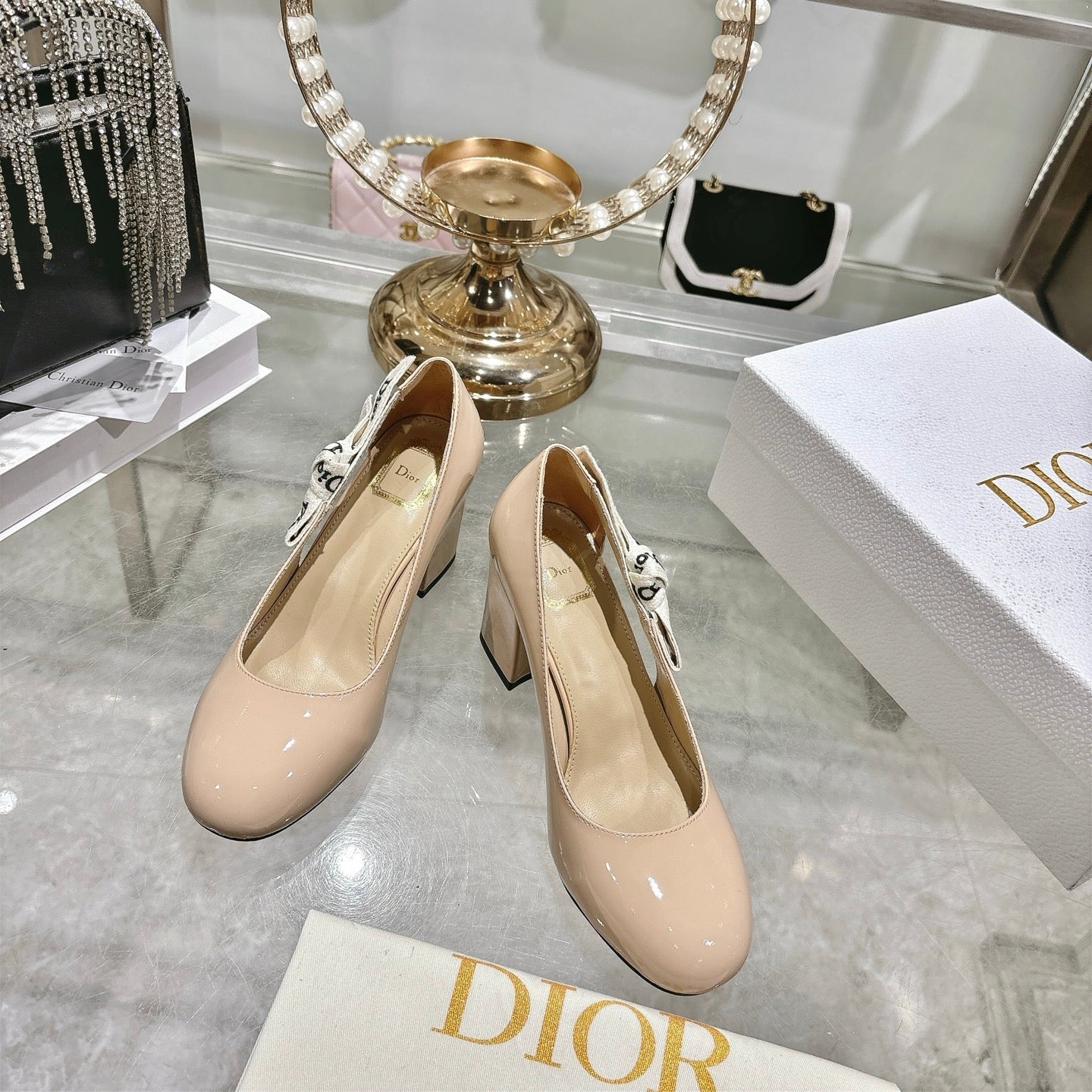 CD 26 Lolita High-Heeled 85 Beige Patent Leather 679733