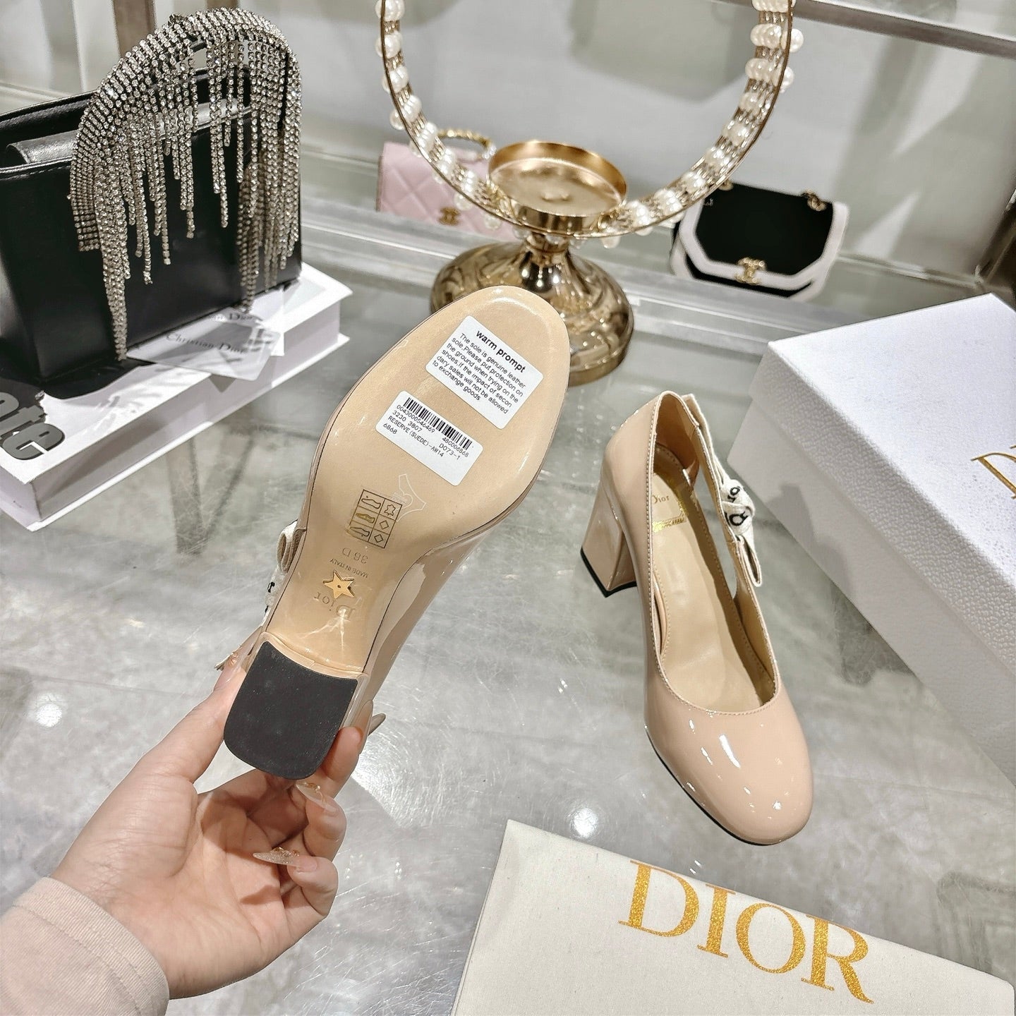 CD 26 Lolita High-Heeled 85 Beige Patent Leather 679733