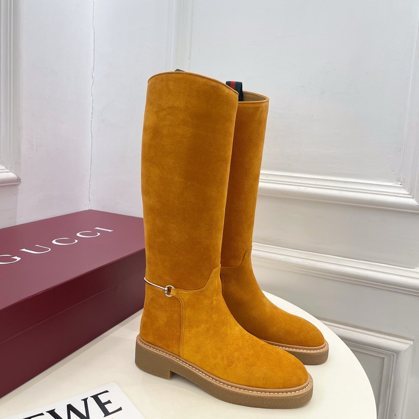 Gucci 25𝐬𝐬 hight boots mustard yellow suede 435370