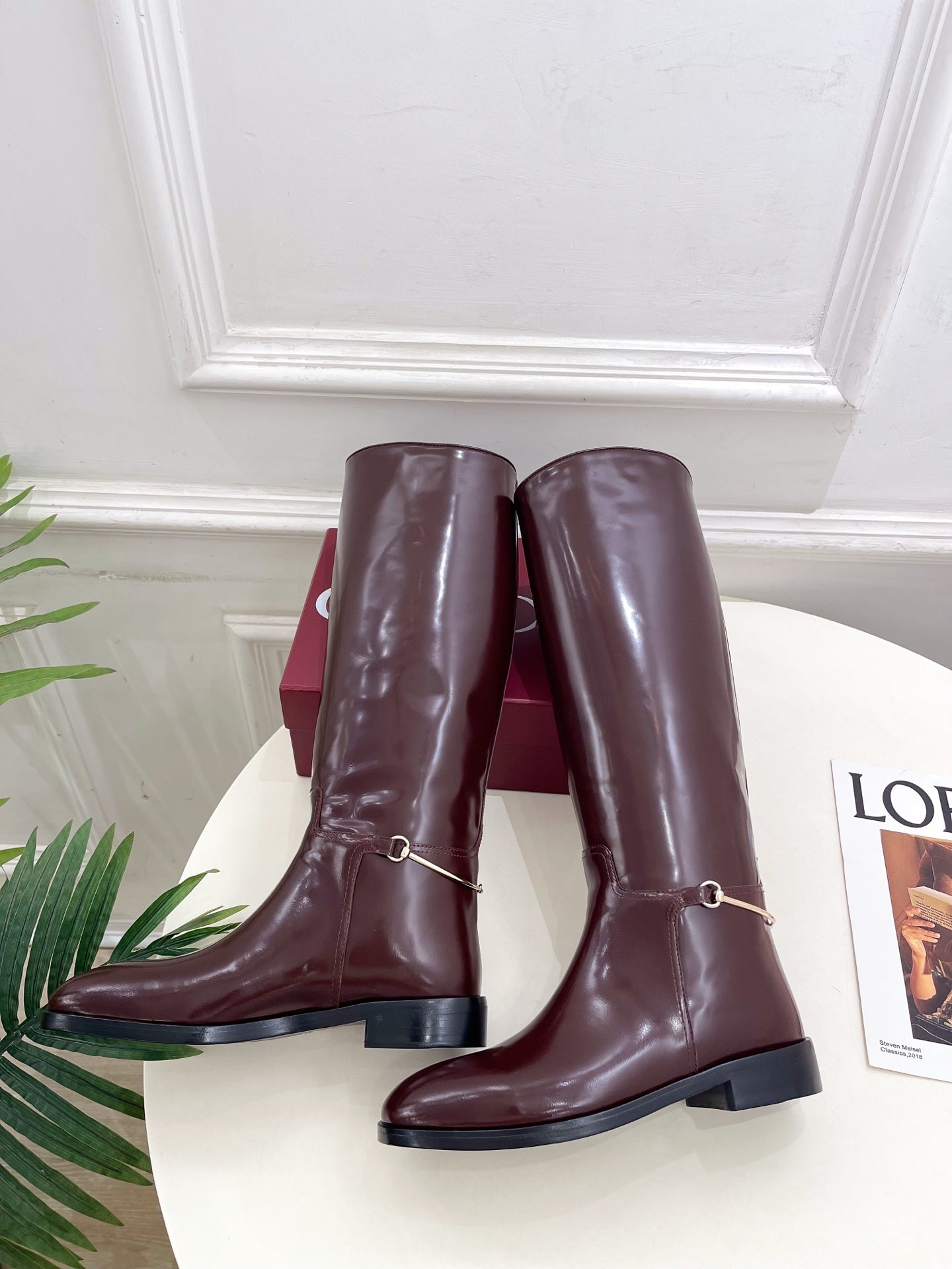 Gucci 25𝐬𝐬 horsebit long boots burgundy calfskin 435382