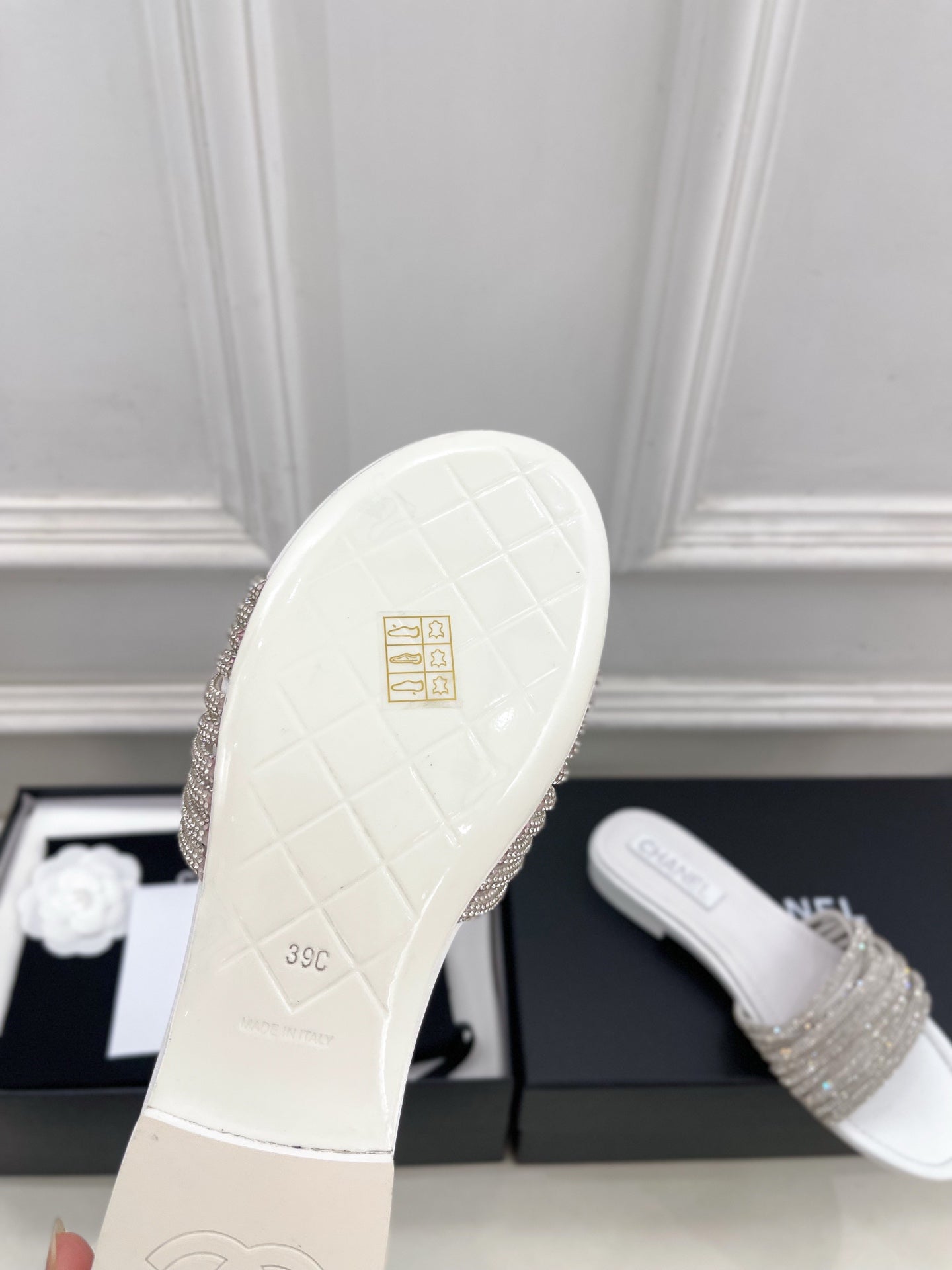 Chanel 2026 Chunky Heel Flat Sandals Sheepskin Leather 831356