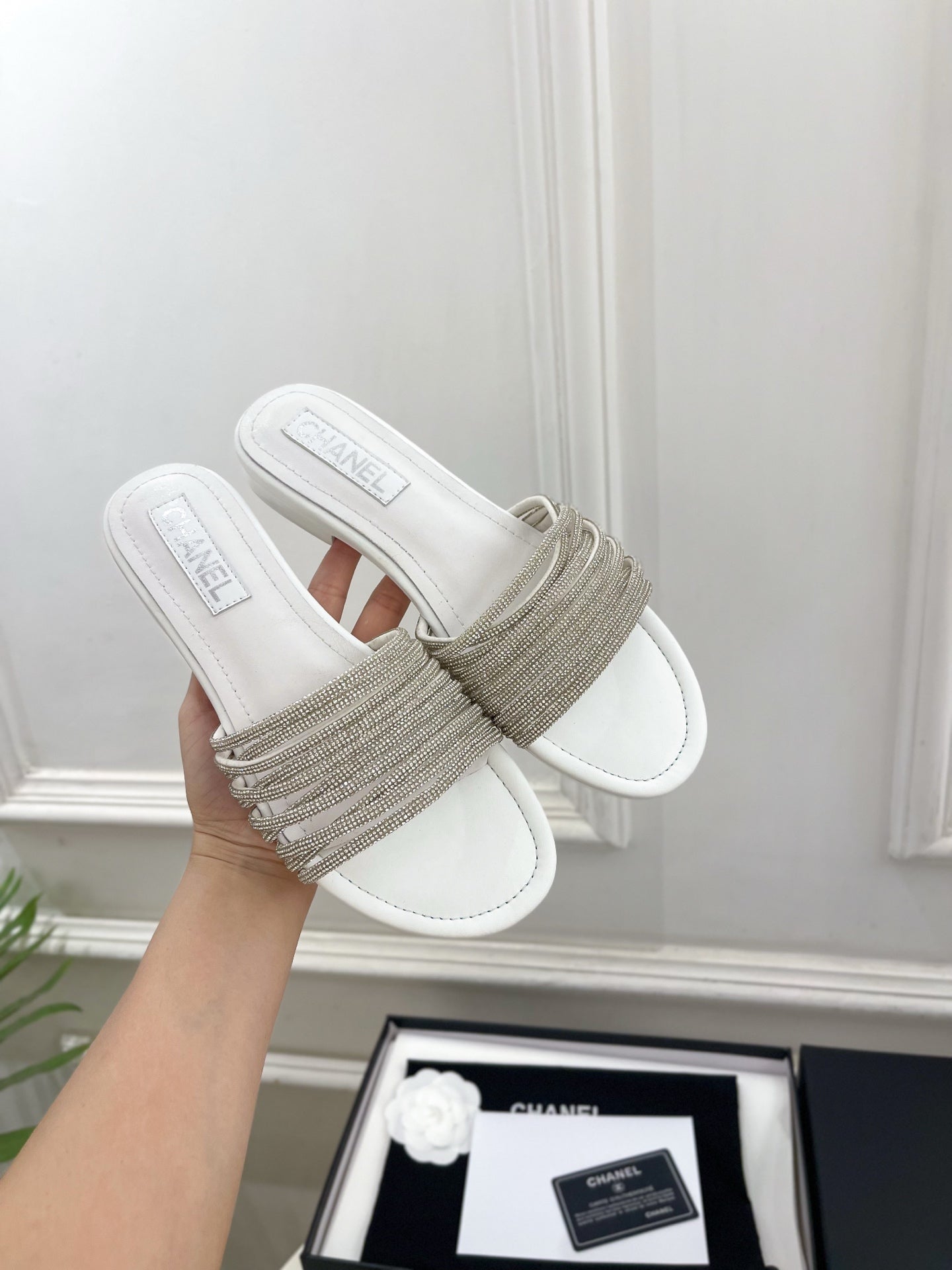 Chanel 2026 Chunky Heel Flat Sandals Sheepskin Leather 831356