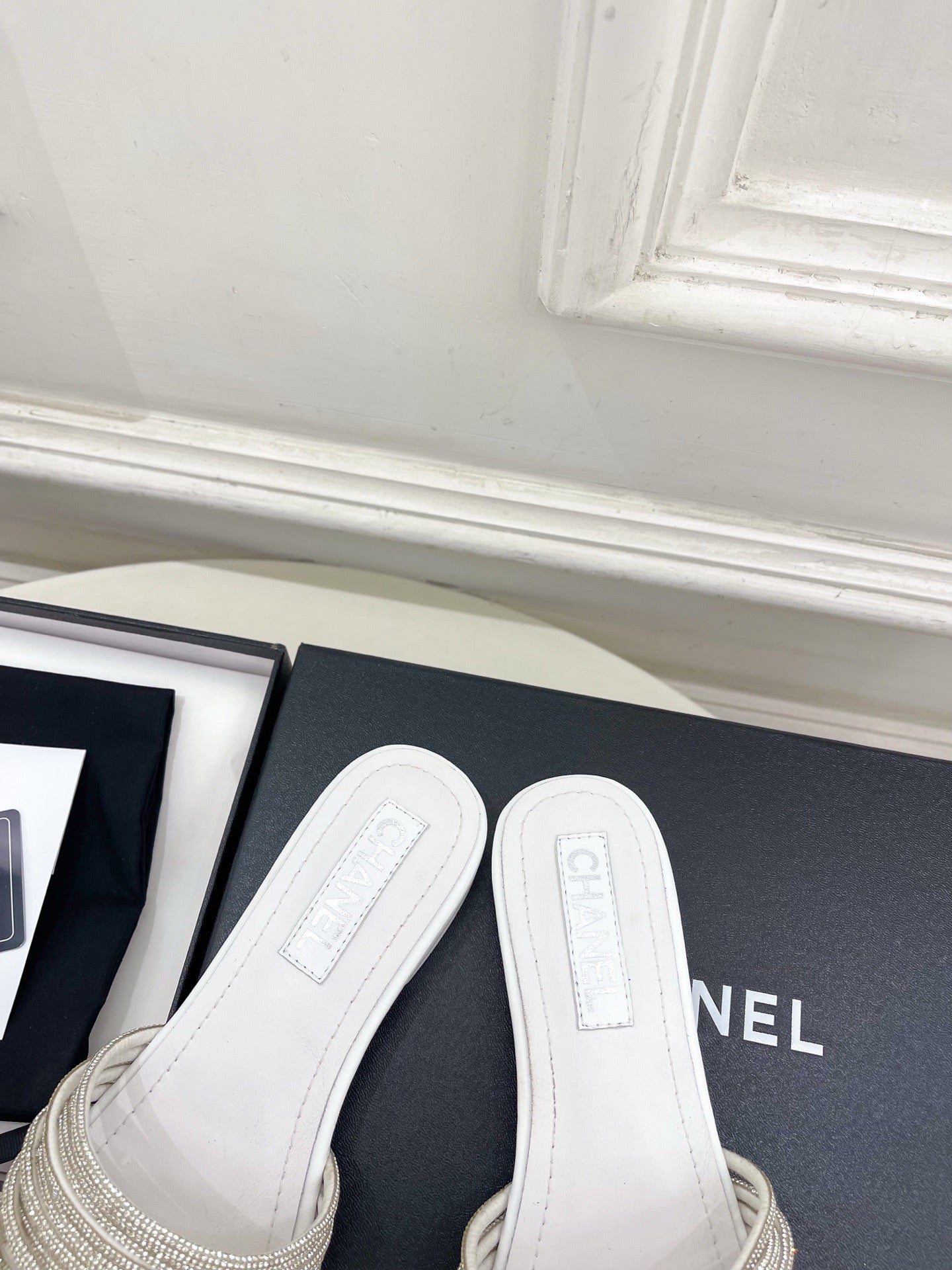Chanel 2026 Chunky Heel Flat Sandals Sheepskin Leather 831356