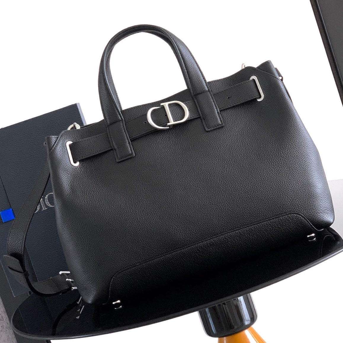 Dior 2026 Normandie Handbag 38cm Black Grained Calfskin 355400