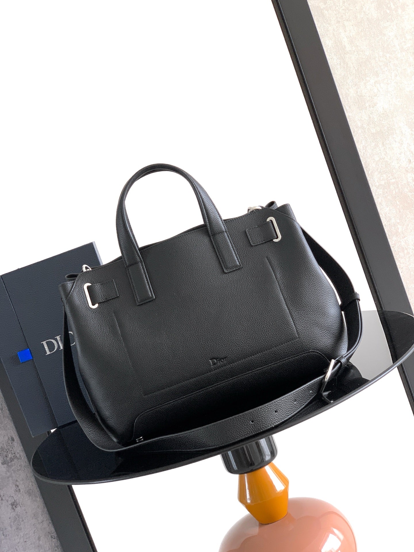 Dior 2026 Normandie Handbag 38cm Black Grained Calfskin 355400