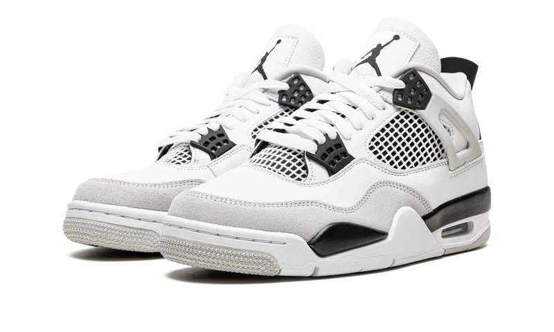 Nike Air Jordan 4 White Gray Black Suede Leather