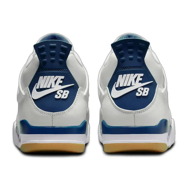Nike SB x Air Jordan 4 White Navy Blue Gray Suede Leather