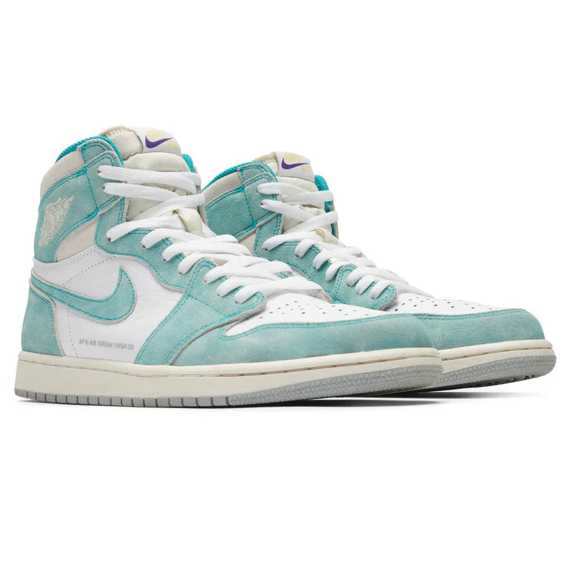 Nike Air Jordan 1 Retro Turquoise White Gray Suede Leather