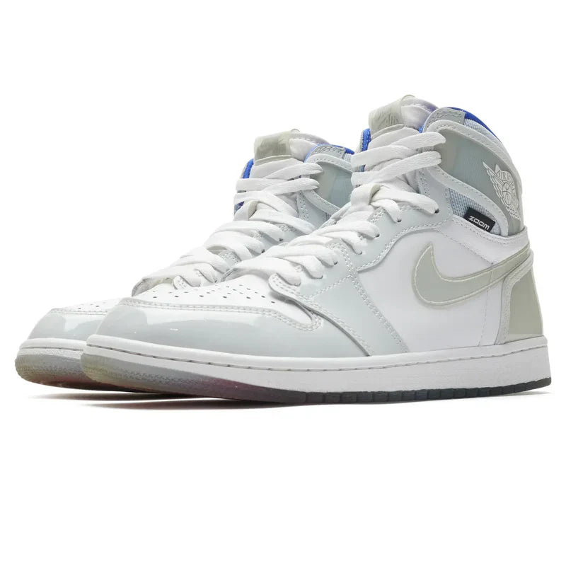 Nike Air Jordan 1 Retro White Light Gray Patent Leather Cowhide