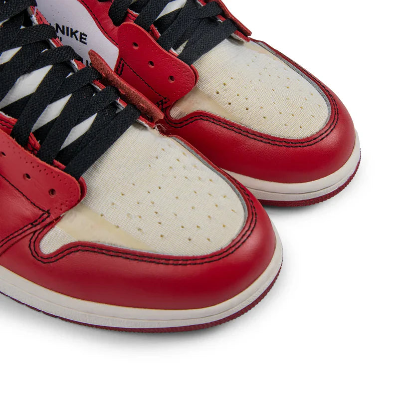 Nike Air Jordan 1 x Off-White 1 Dark Red Beige Cowhide Suede