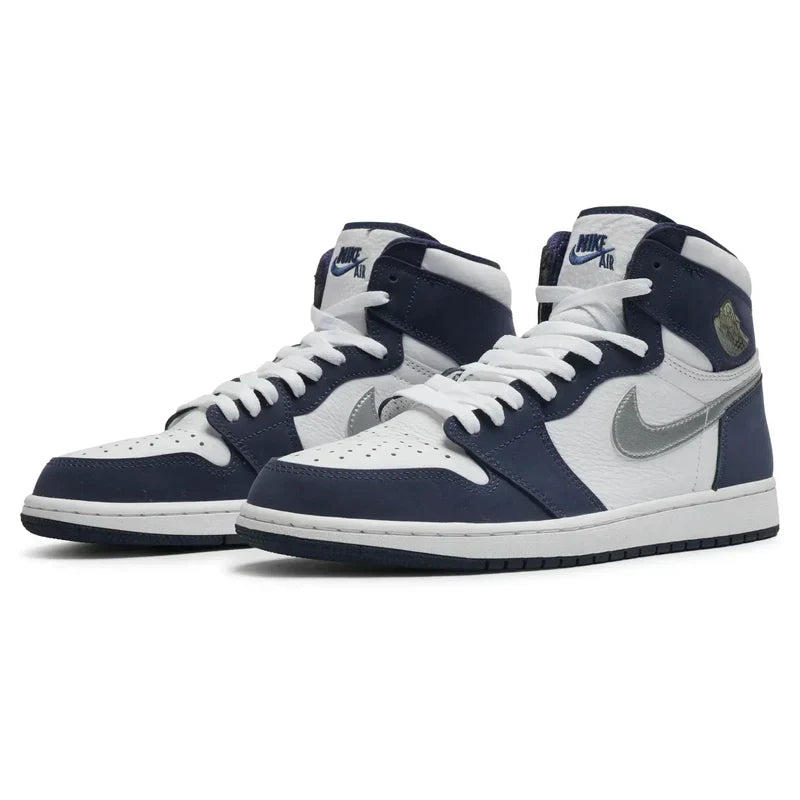 Nike Air Jordan 1 Navy Blue White Gray Cowhide