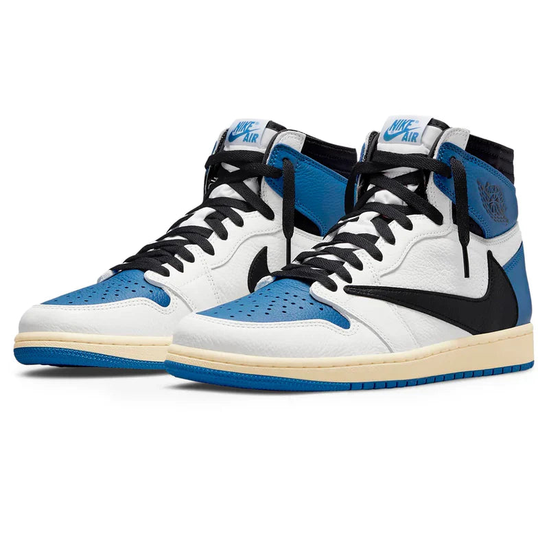 Travis Scott x Air Jordan 1 Blue Black White Leather
