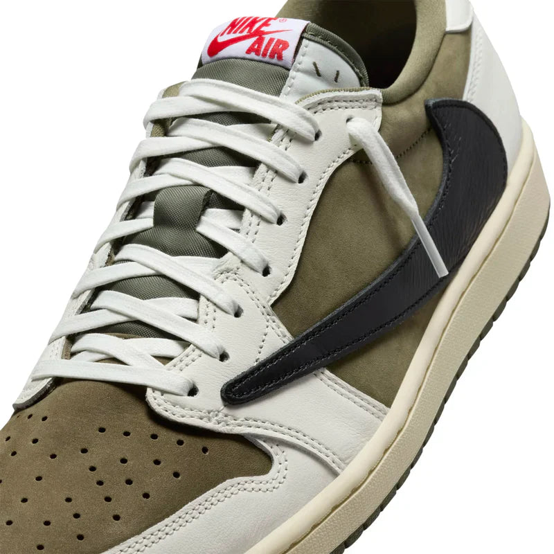Travis Scott x Air Jordan 1 Low OG Medium Olive White Suede Leather