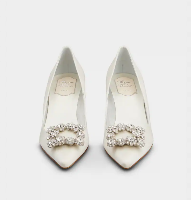 Roger Vivier Efflorescence Pumps 65mm White Silk Blend Satin